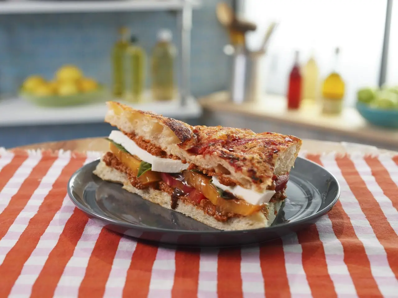 Triple Tomato Caprese Focaccia Sandwich Recipe | Jeff Mauro | Food