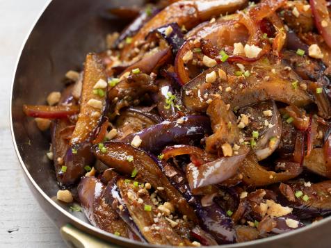 Sweet and Sour Japanese Eggplant with Peanuts, Coriander, and Sichuan Peppercorns