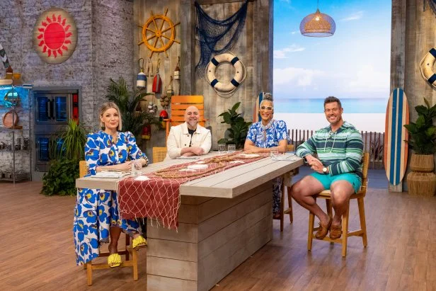 Judges Damaris Phillips, Duff Goldman, Carla Hall and Host Jesse Palmer, portrait, as seen on Summer Baking Championship, Season 2.