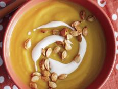 Soup is one of the comforting things about fall. Just the fact that it demands a bowl for serving makes me comfy. This is an easy recipe you can adapt for different types of squash or use a blend. I just love focusing on the flavor of one and never look at frozen squash cubes or freshly cubed squash in the produce section with a side-eye &mdash; they work perfectly here. Just lower the roasting time and cut the fruit and onion smaller to match the size of your freezer find.