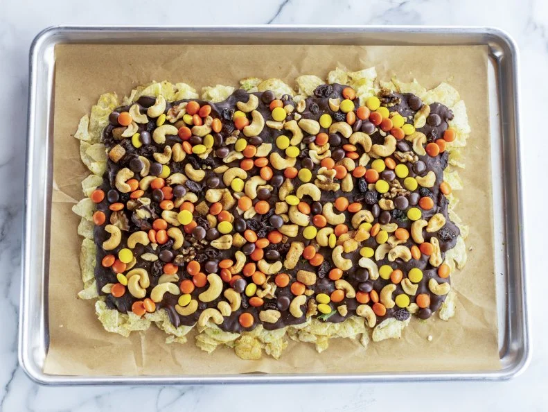 Close-up of Cowboy Chocolate Bark, as seen on The Pioneer Woman, Season 37