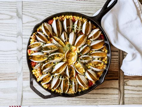 Summer Skillet with Clams, Sausage and Corn