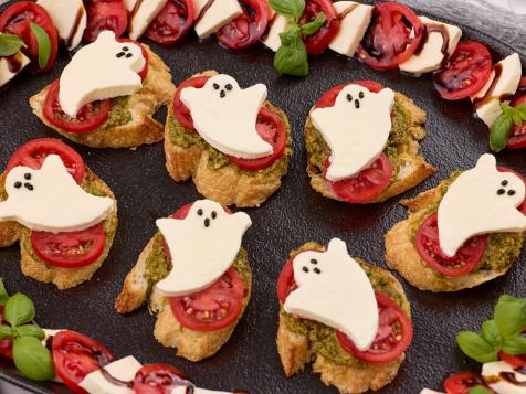 Caprese Crostini Ghosts