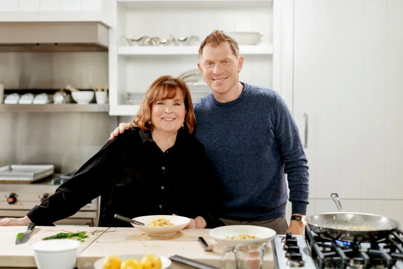 Ina Garten, Bobby Flay and Fresh Fettucine with Anchovy Butter, as seen on Be My Guest with Ina Garten, Season 4.