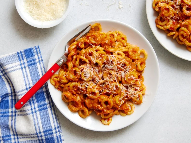 Food Network Kitchen's recipe for Roasted Veggie Pasta for kids by Amanda Neal. Food and Prop Styling by Lucy Schaeffer