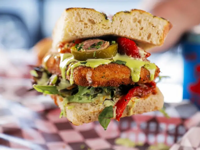 The Carmela Soprano as prepared by Chef/Co-Owner Scott Jenson of The Quiet Few in Boston, Massachusetts, as seen on Food Network's Diners Drive-Ins and Dives, Season 40.