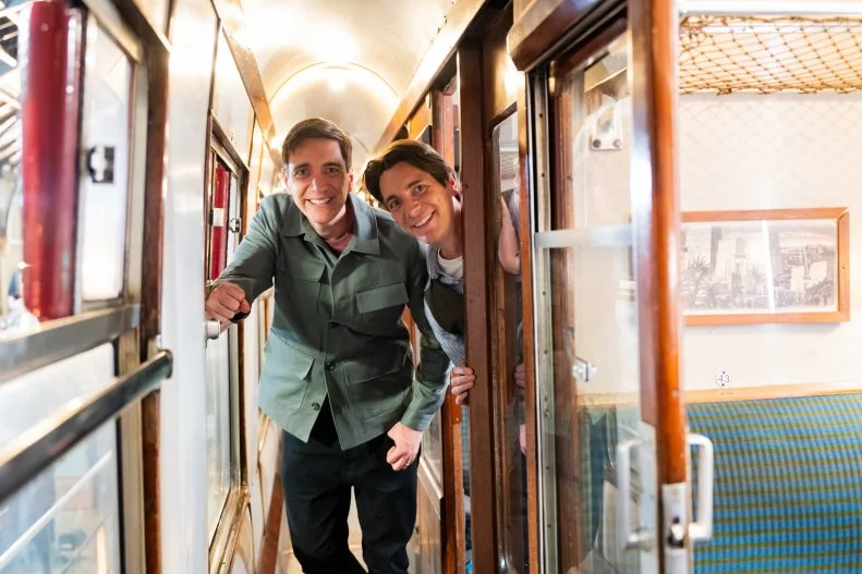 Hosts Oliver and James Phelps, as seen on Harry Potter: Wizards of Baking, Season 1.