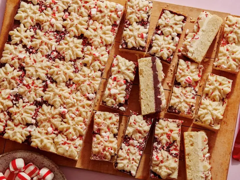 Peppermint Spritz Cookie Bars for 12 days of Christmas Cookies 2024
