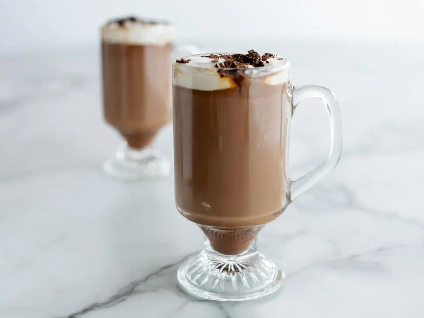 Close-up of Crockpot Hazelnut Hot Chocolate, as seen on The Pioneer Woman, Season 37