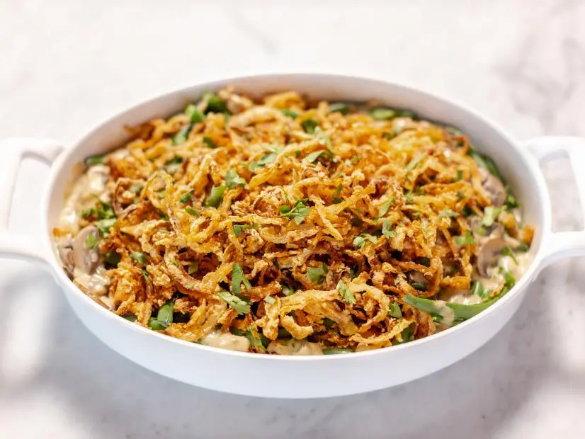 Close-up of Legendary Green Bean Casserole, as seen on The Pioneer Woman, Season 37
