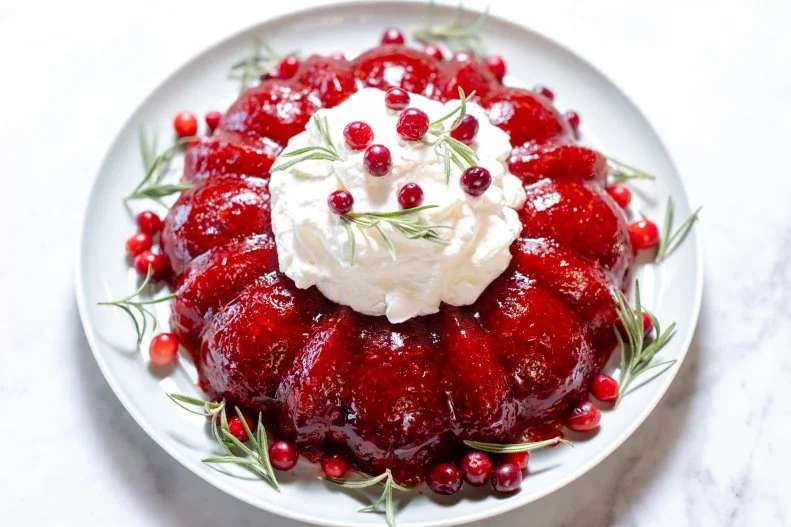 Close-up of Molded Cranberry Salad, as seen on The Pioneer Woman, Season 37