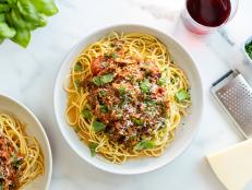 Spaghetti with meat sauce is the perfect dish to feed a crowd. If you want to make it a little special, using slow cooked short ribs as the meat is a delicious option.