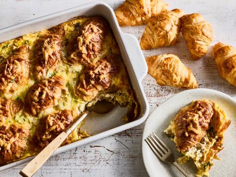 Mushroom and Gruyère Croissant Breakfast Casserole