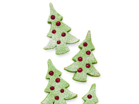 Pistachio-Cherry Linzer Trees