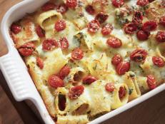 This is a hearty pasta dish that could transform into a one-pan plan by simply adding rotisserie chicken. If you can&rsquo;t find this particular pasta shape, penne works just fine. You can also double up on the spinach here, and no one will be the wiser!