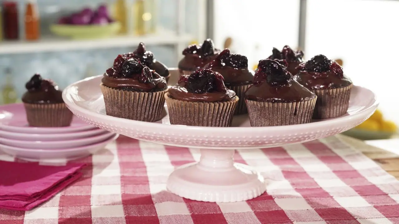 Chocolate Cherry Cupcakes with a Silky Ganache Recipe | Jeff Mauro