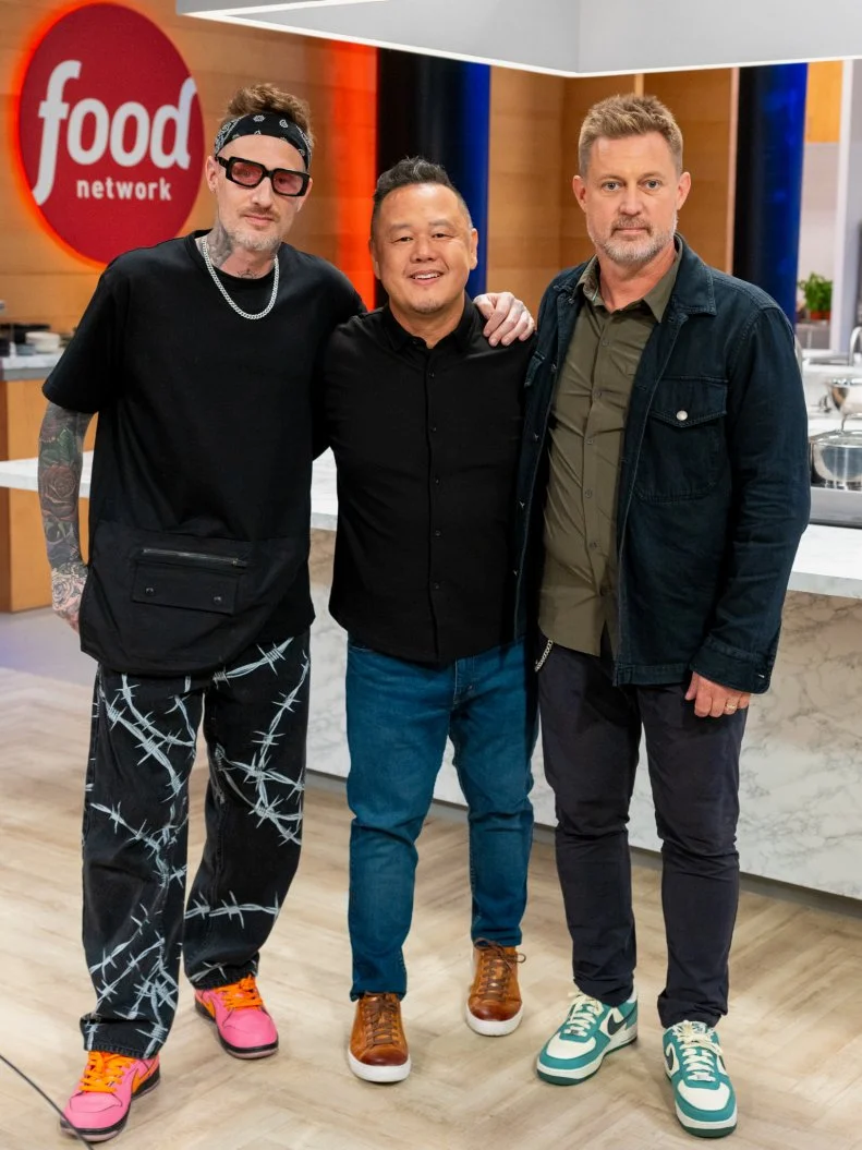 Contestants Jet Tila, Michael Voltaggio and Bryan Voltaggio, portrait, as seen on Wildcard Kitchen, Season 2.