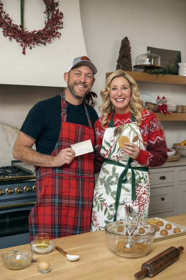 Hosts Dave and Jenny Marrs making cookies in their kitchen, as seen on Fixer to Fabulous Holiday Social Project on HGTV.