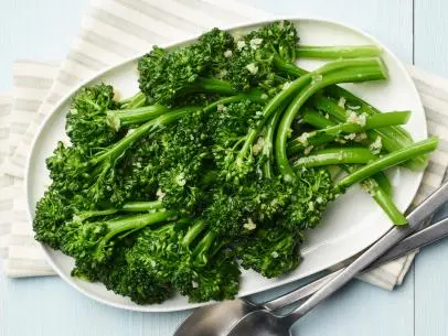 Ina Garten's Sauteed Broccolini and Garlic for the Going Local episode of Barefoot Contessa: Modern Comfort Food, as seen on Food Network.