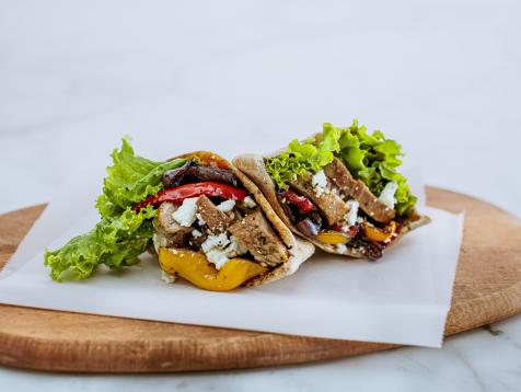 Pork and Pepper Pitas