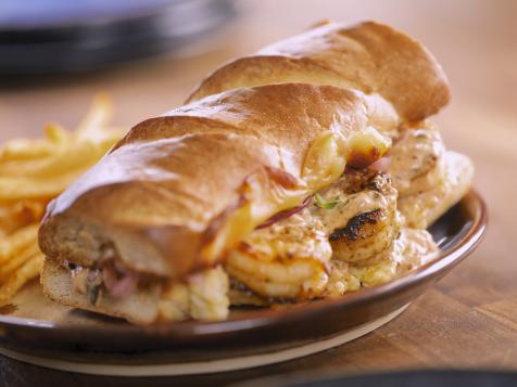 Shrimp and Grit Sandwich with Smoked Tomato Remoulade and Pickled Red Onions