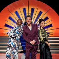 Host Scott Conant, Judges Marcus Samuelsson and Judy Joo, portrait, as seen on House of Knives, Season 1.