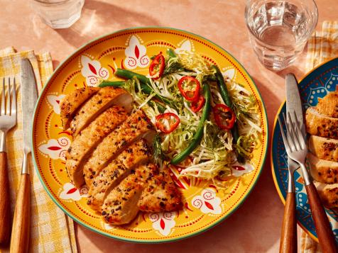 Chicken Under a Brick with Simple Pan Sauce and Hearty Bean Salad