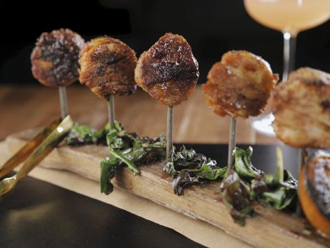 Burnt Clementine and Bourbon Braised Pork Belly Lollipops