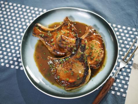 Brown Sugar Brined Pork Chops with Maple Dijon Pan Sauce