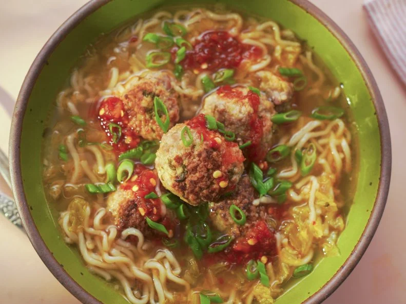 Beauty shot of Molly Yeh's Slow Cooker Asian Wedding Soup as seen in Girl Meets Farm Season 15