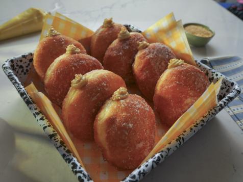 Puffy Potato Donuts with Tahini Vanilla Pastry Cream