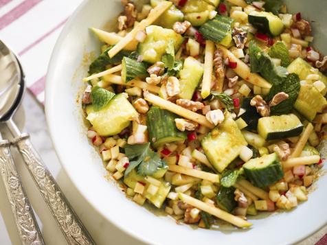 Smashed Cucumbers and Fennel Chili Crisp Walnut Salad