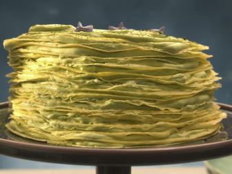 Beauty shot of Molly's Matcha Crepe Cake as seen in Girl Meets Farm Season 15