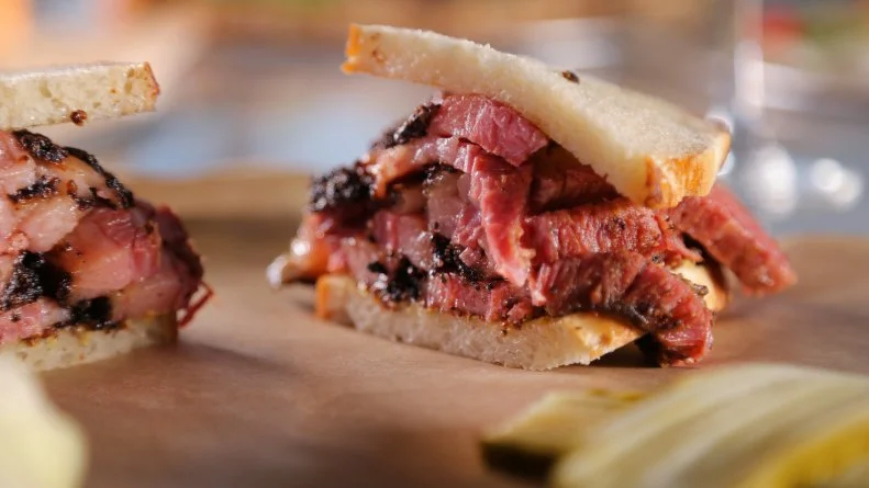The Pastrami Sandwich as Served at Pieous in Austin, Texas, as seen on Diners, Drive-Ins and Dives, Season 29.