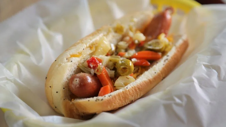 Mr. Sunshine Dog as Served at The Wienery in Minneapolis, Minnesota as seen on DDD Nation, special.