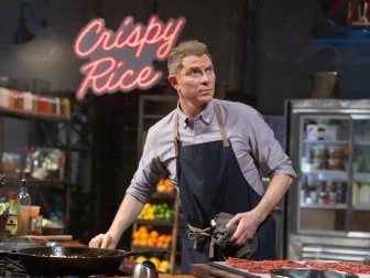 Host Bobby Flay prepares final dish , as seen on Beat Bobby Flay, Season 36