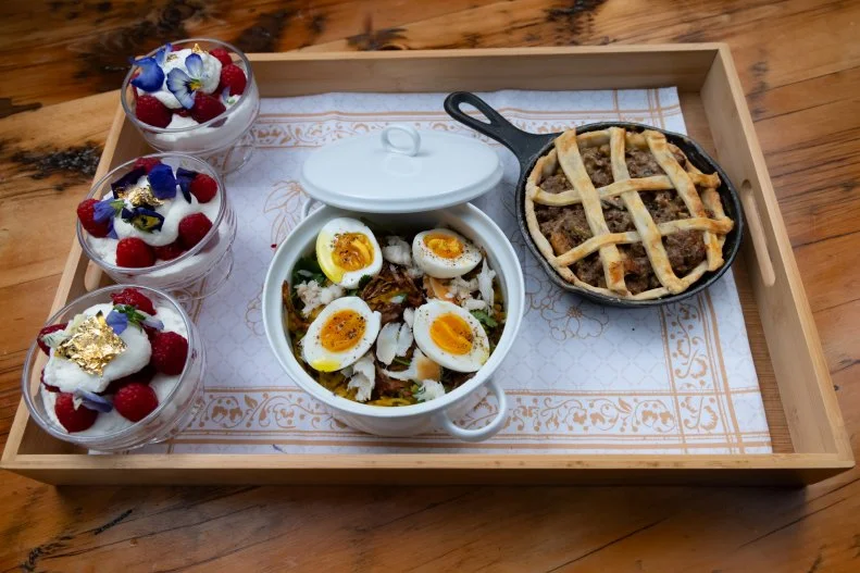 Contenders Maneet Chauhan and Amanda Freitag's signature dish Mutton Meat Pie, as seen on Beat Bobby Flay, Hoiliday Throwdown Season 4