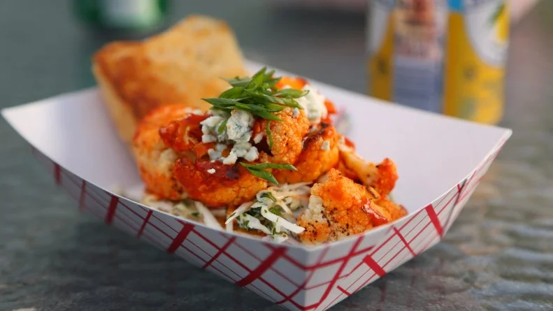 Buffalo Califlower slider from Tin Kitchen Food Truck in Charlotte, NC, as seen on Food Network's Diners, Drive-Ins and Dives, episode 2210.