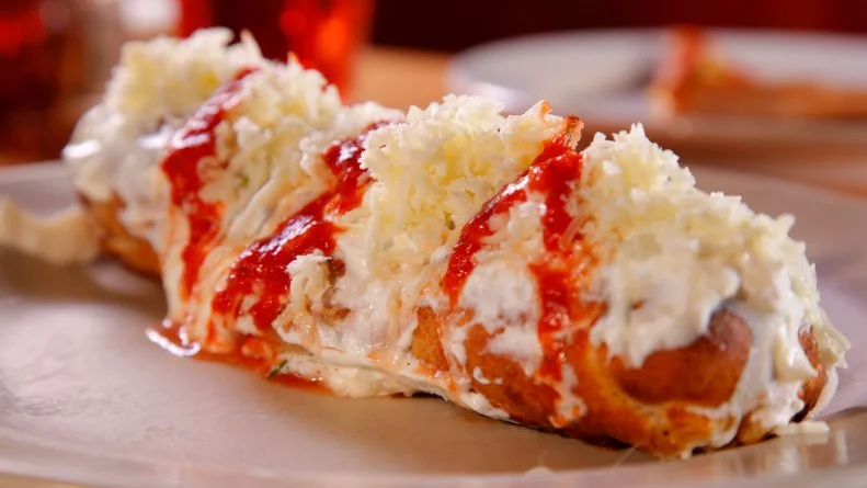 Piroska dish from Intermezzo Pizzeria in Charlotte, NC, as seen on Food Network's Diners, Drive-Ins and Dives, Season 22.