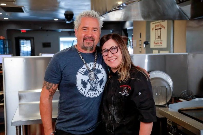 Guy Fieri With Jennifer Miller in Kitchen