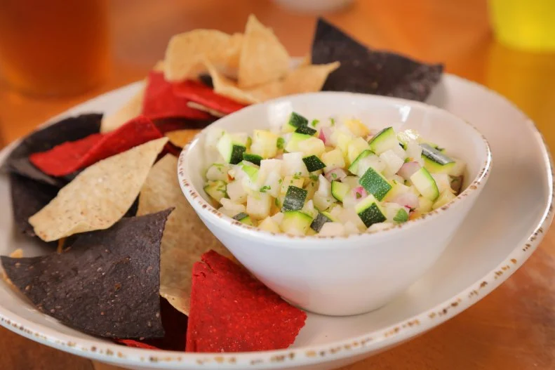 Plate of Chips With Bowl of Salsa