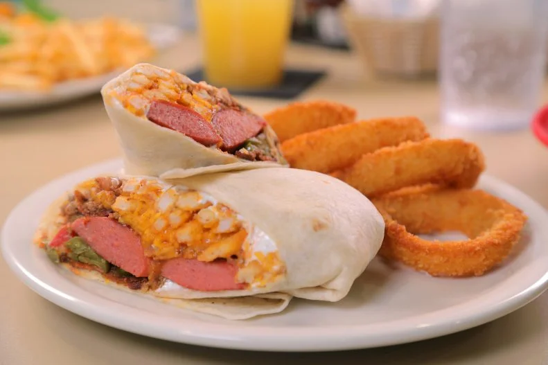 The Chili Dog Burrito as Served at The Coffee Cup in Boulder City, Nevada, as seen on DDD Nation, Special.