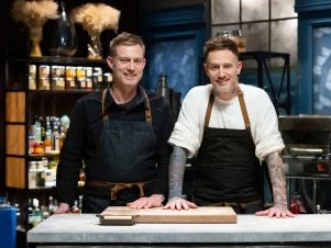 Michael and Bryan Voltaggio, as seen on Bobby’s Triple Threat, Season 4.