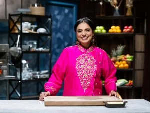 Chef Maneet Chauhan, as seen on Bobby’s Triple Threat, Season 4.