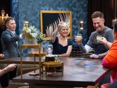 Titans Brooke Williamson, Michael Voltaggio and Ayesha Nurdjaja have the high score of the night. as seen on Bobby’s Triple Threat, Season 4.
