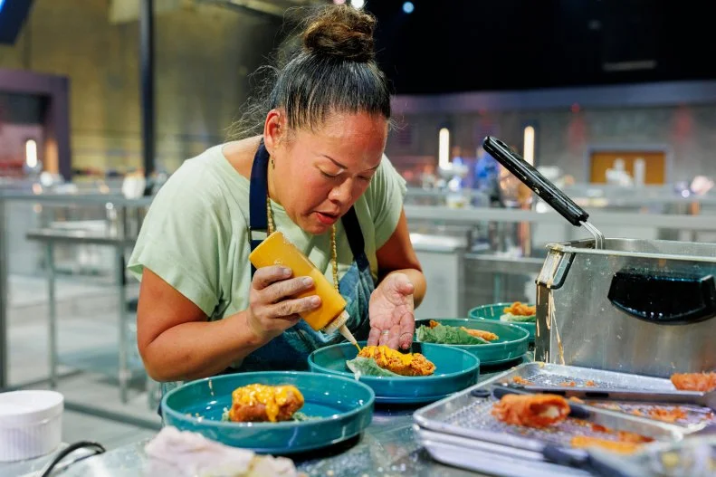 Contestant Lee Anne Wong, cooking process, as seen on 24 in 24: Last Chef Standing, Season 3.