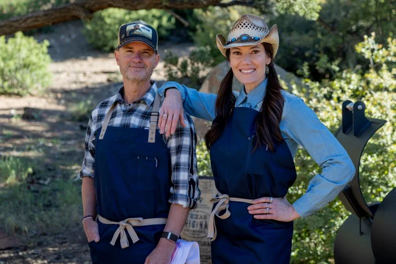 John Jackson and Connie Desousa of team Neighbors From the North pose for a portrait as seen on Pit Masters, Season 1.