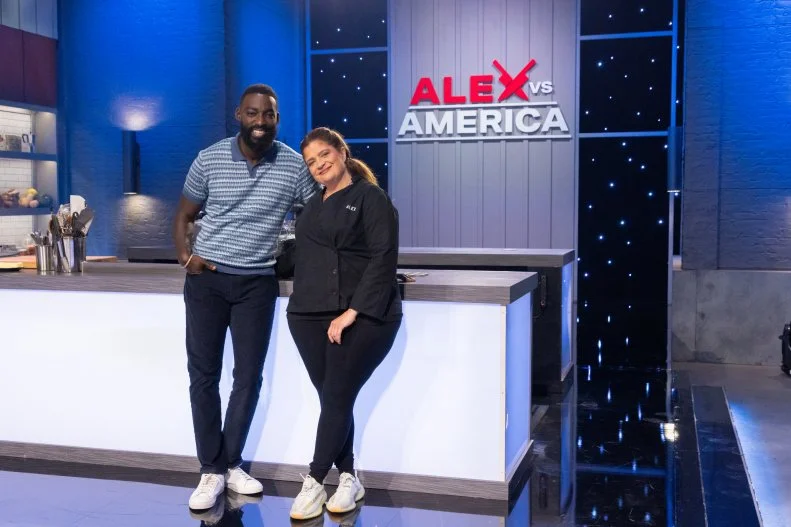 Host Eric Adjepong and Alex Guarnaschelli, portrait, as seen on Alex vs America, Season 3.