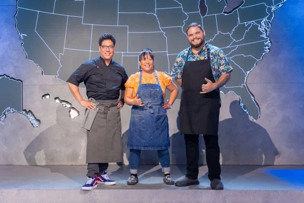 Contestants Jon Matsubara, Lee Anne Wong and Ippy Aiona, portrait, as seen on Alex vs America, Season 3.