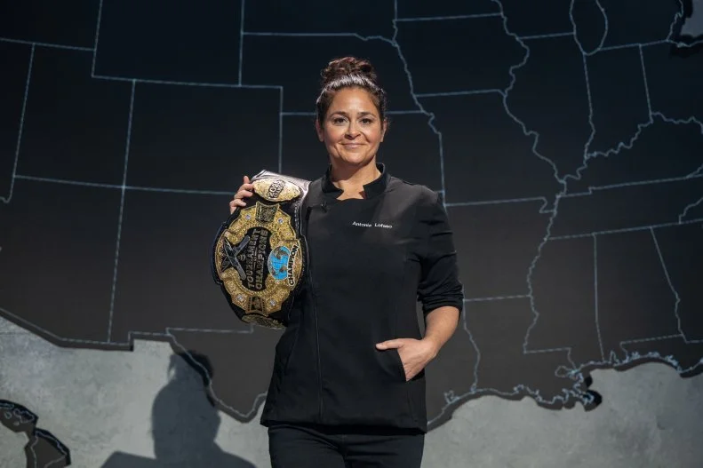 Contestant Antonia Lofaso, as seen on Alex vs America, Season 5.